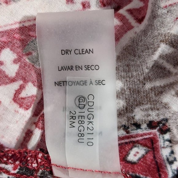 Calvin Klein Maroon Pink White Mixed Print Long Sleeve Dress - size 4 - Picture 13 of 14